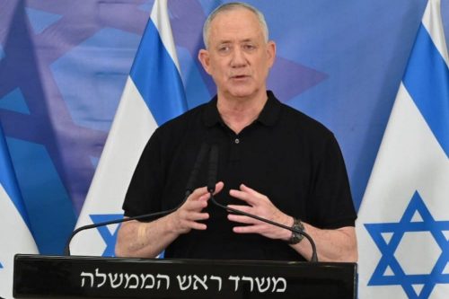 Israeli Defense Minister Benny Gantz in Jerusalem on 8 April 2022 [GPO/Anadolu Agency]