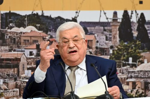 Palestinian President Mahmoud Abbas in Ramallah, West Bank on 6 February 2022 [Palestinian Presidency/Anadolu Agency]