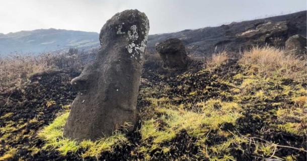 The famous moai statues of Easter Island have been damaged by a fire that is under investigation. Source: Municipality of Rapa Nui 