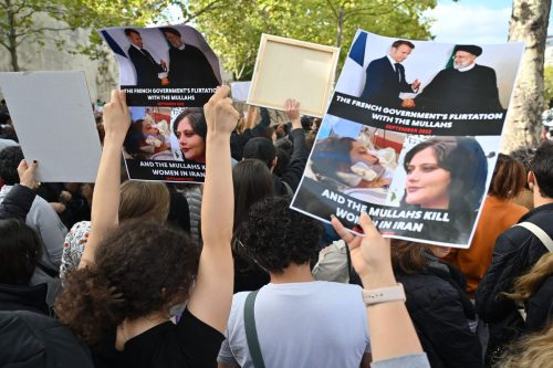 People take part in solidarity protest on September 25, 2022, in Paris, France, for Mahsa Amini [Mustafa Yalçın - Anadolu Agency]