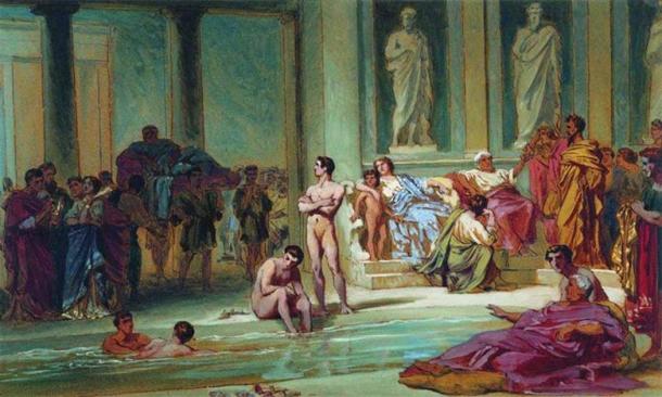 The Greek bathhouse found in Berenice, Egypt may have been a center for rest and relaxation for the Egyptian military. Pictured: 1858 painting by Fyodor Bronnikov Source: Public Domain