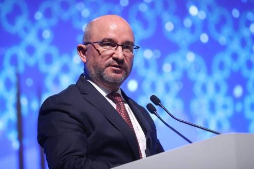 Mahmut Sami Sahin, President of the Turkish Standards Institute during the 8th World Halal Summit and 9th Organization of Islamic Cooperation (OIC) Halal Expo at Istanbul Fair Center in Istanbul, Turkiye on November 24, 2022 [Isa Terli/Anadolu Agency via Getty Images]