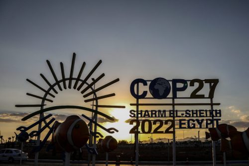 A view of 'Green Zone' biosphere tent built within the 2022 United Nations Climate Change Conference (COP27) in Egypt's Red Sea resort of Sharm El Sheikh on November 09, 2022 [Mohamed Abdel Hamid/Anadolu Agency]