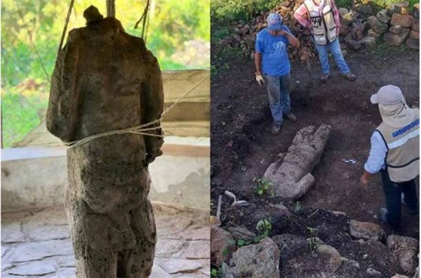 Headless Life-size Maya Statue Uncovered in Oxkintok 