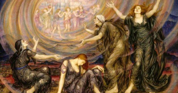 The hiring of professional mourners seems to have been a worldwide tradition in the ancient world, from Rome to Egypt to China. The Mourners, painting by Evelyn De Morgan, circa 1915. Source: National Trust / Public Domain