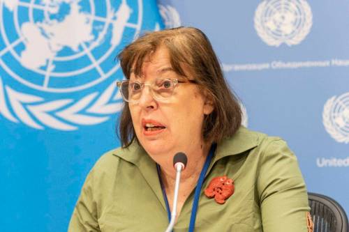 Press briefing by Special Representative of the Secretary-General for Children and Armed Conflict Virginia Gamba at UN Headquarters [Lev Radin/Pacific Press/LightRocket via Getty Images]