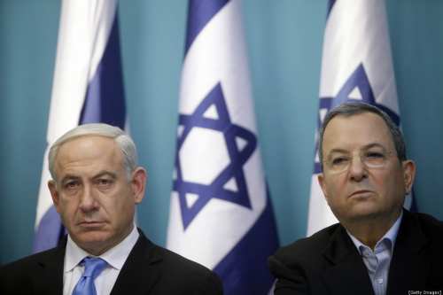 Prime Minister Benjamin Netanyahu and Defence Minister Ehud Barak look on during a press conference on November 21, 2012 in Jerusalem, Israel. (Photo by Lior Mizrahi/Getty Images)