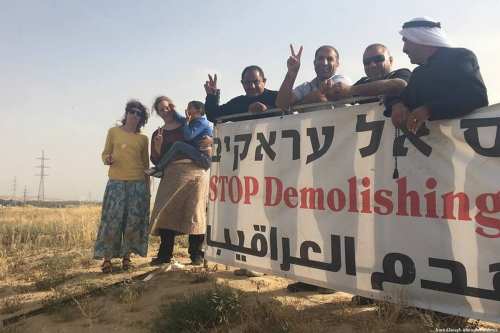 Palestinians come together to protest against the demolition of Al-Araqeeb [Azez Alaraqib Alaraqib/Facebook]