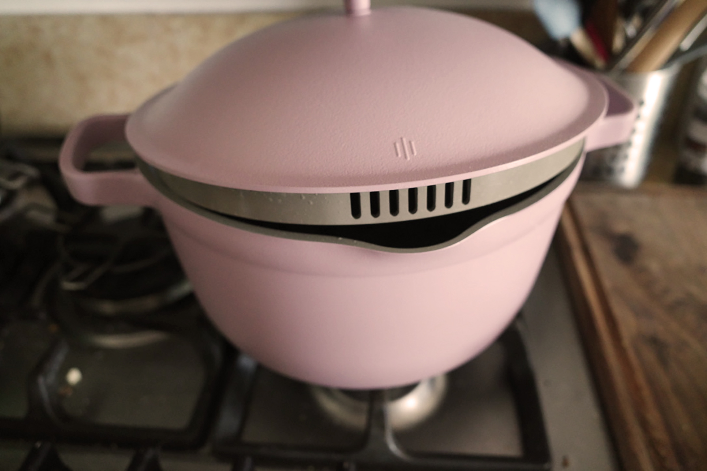 Our Place Perfect Pot review - strainer in the Perfect Pot