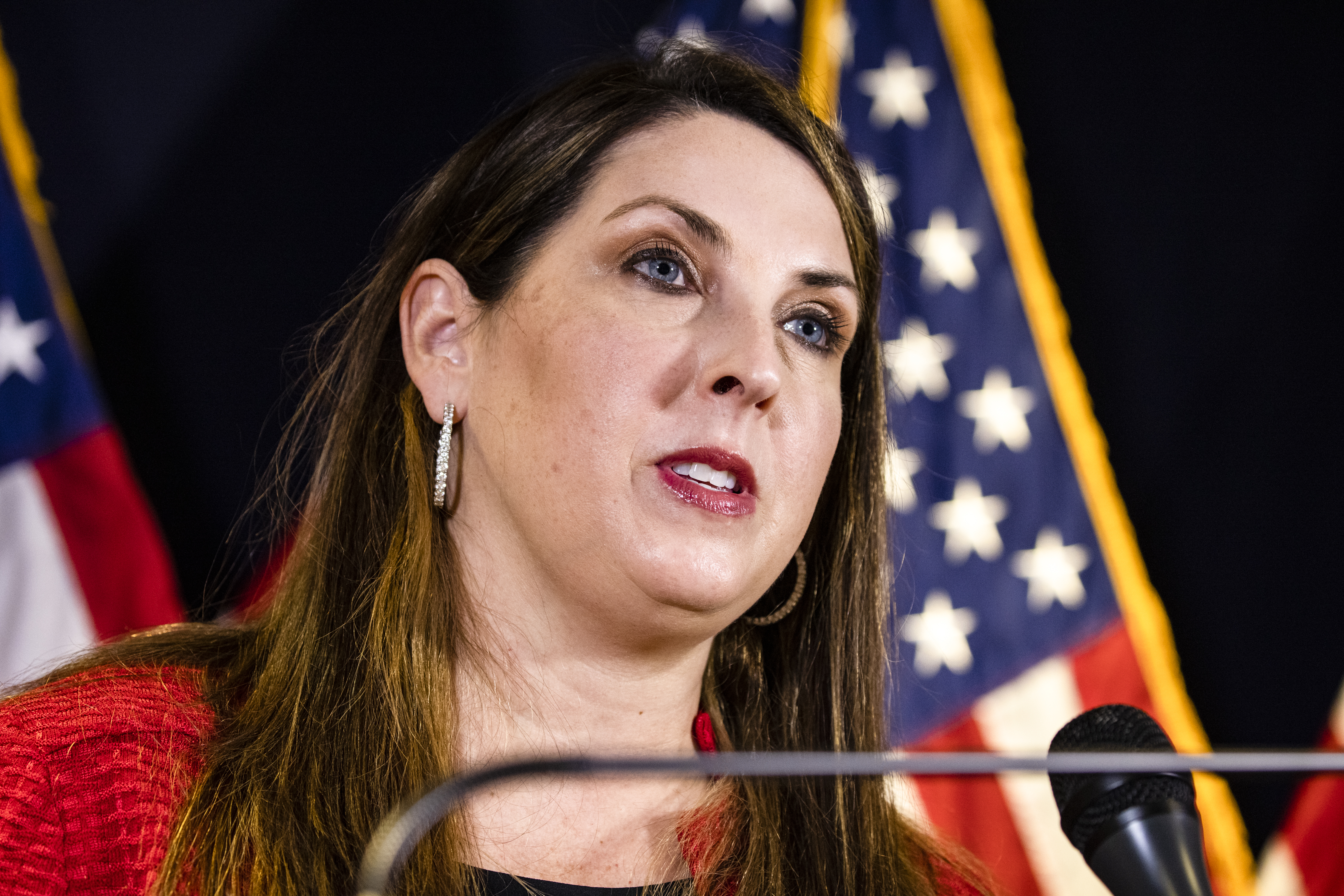 RNC Chair Ronna McDaniel speaks during a press conference at the Republican National Committee headquarters on Nov. 9, 2020 in Washington, D.C.