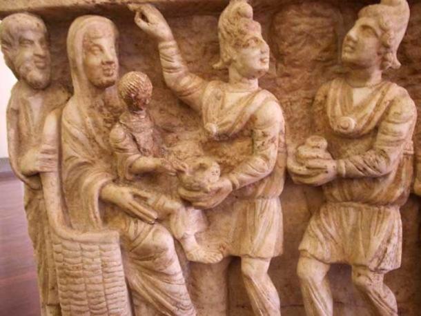 3rd century sarcophagus depicting two magi bearing gifts from the Vatican Museums in Rome, Italy. (Public domain)