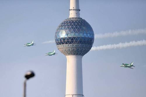 Demonstration flights held as part of the Kuwait's 62nd Independence Day celebrations in Kuwait City, Kuwait on February 25, 2023. [Jaber Abdulkhaleg - Anadolu Agency]
