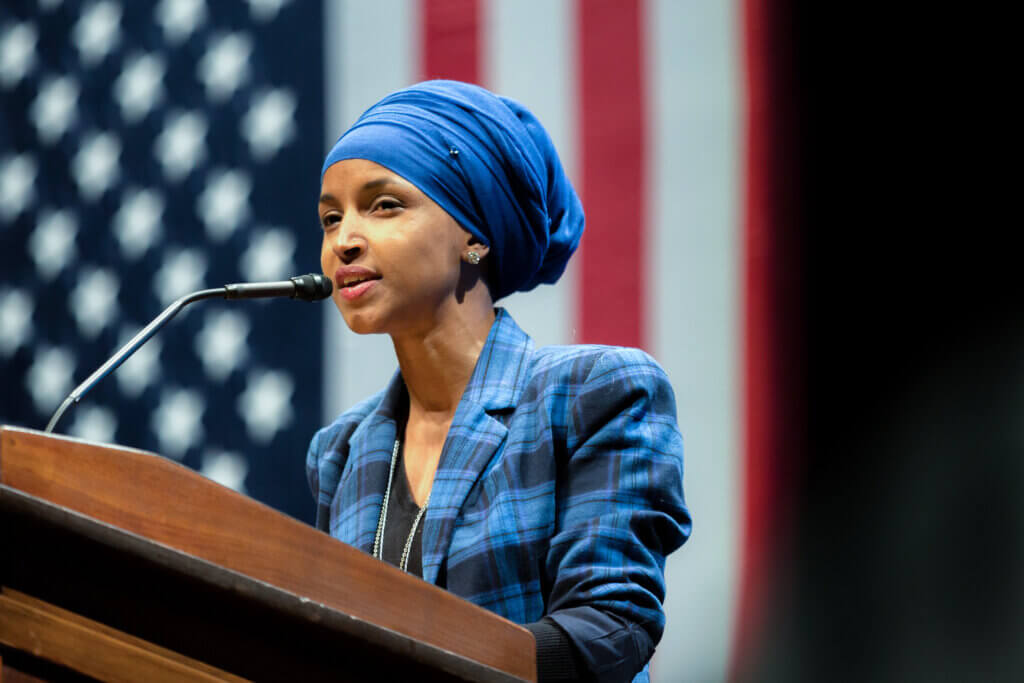 llhan Omar speaking at a Hillary for MN event in 2016 (Photo: Lorie Shaull/Flickr)