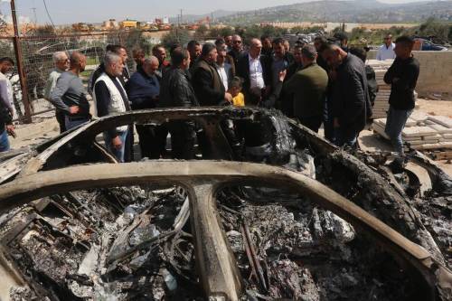 U.S. Special representative for Israel and Palestinian Affairs Hady Amr visits to inspect attacks carried out by Jewish settlers in the town of Huwara, Nablus, West Bank on February 28, 2023. [Nedal Eshtayah - Anadolu Agency]