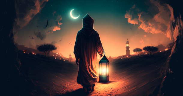 A Muslim is ready to face the blessed month of Ramadan while carrying a lantern at night. Source: Strabiliante/Adobe Stock
