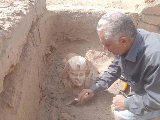 The smiling sphinx unearthed in Egypt. Source: Ministry of Tourism and Antiquities