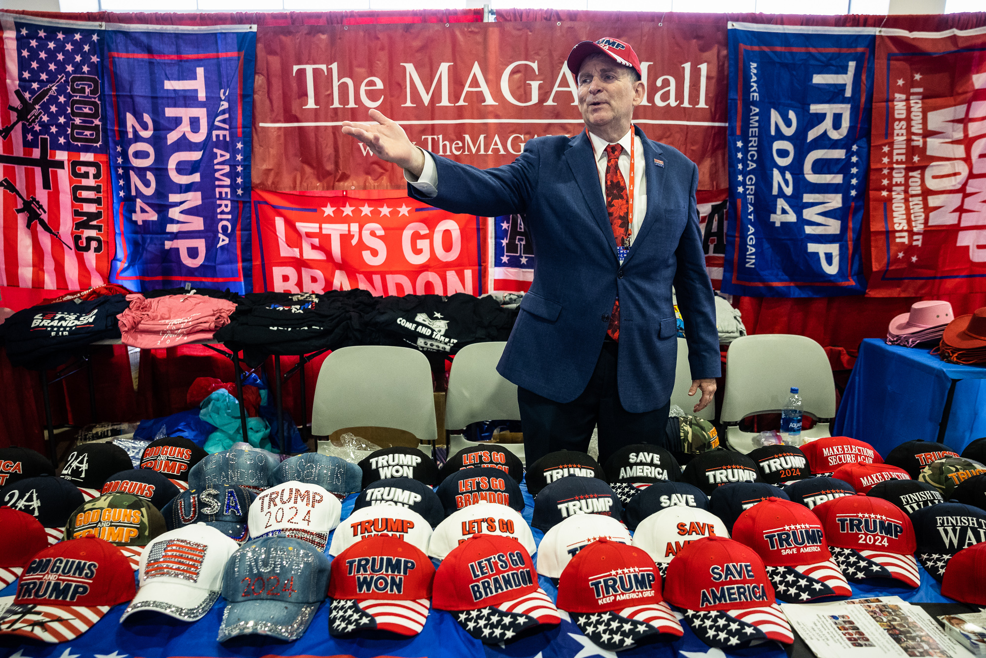 Ronald Solomon sold merchandise at his stand, The MAGA Mall, where there were plenty of pro-Trump items to choose from.