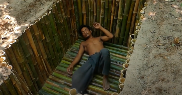 Bamboo House. Source: YouTube Screenshot / Survival Skills. 