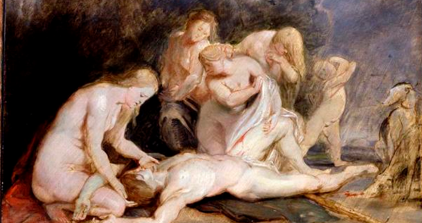 Venus mourning Adonis by Sir Peter Paul Rubens. Source: Public domain