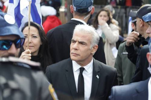 Leader of the Opposition Yair Lapid (C) on February 13, 2023 in Jerusalem on February 13, 2023 [Saeed Qaq/Anadolu Agency]