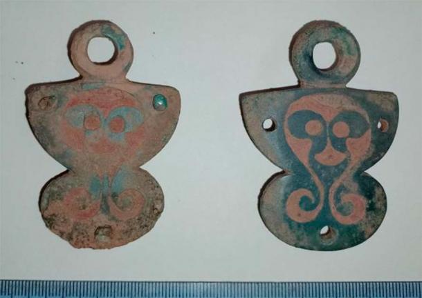 The bucket mounts found at Llantrisant Fawr. (National Museum Wales)