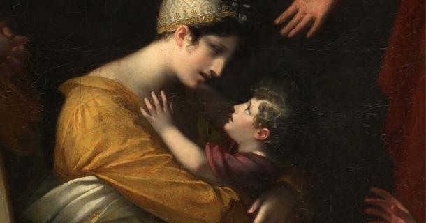Detail of a painting of a mother and child, in this case Andromache and Astyanax by Pierre Paul Prud’hon. Source: Public domain